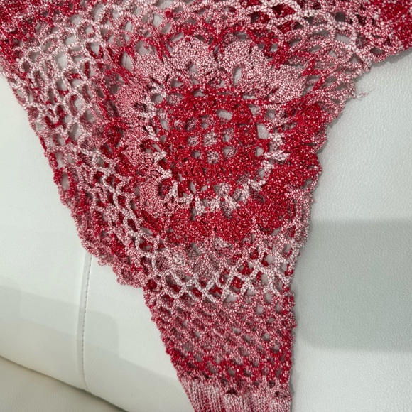 Miracle City Alfred Dunner Red and White Open-Knit Cardigan - Picture 4 of 11